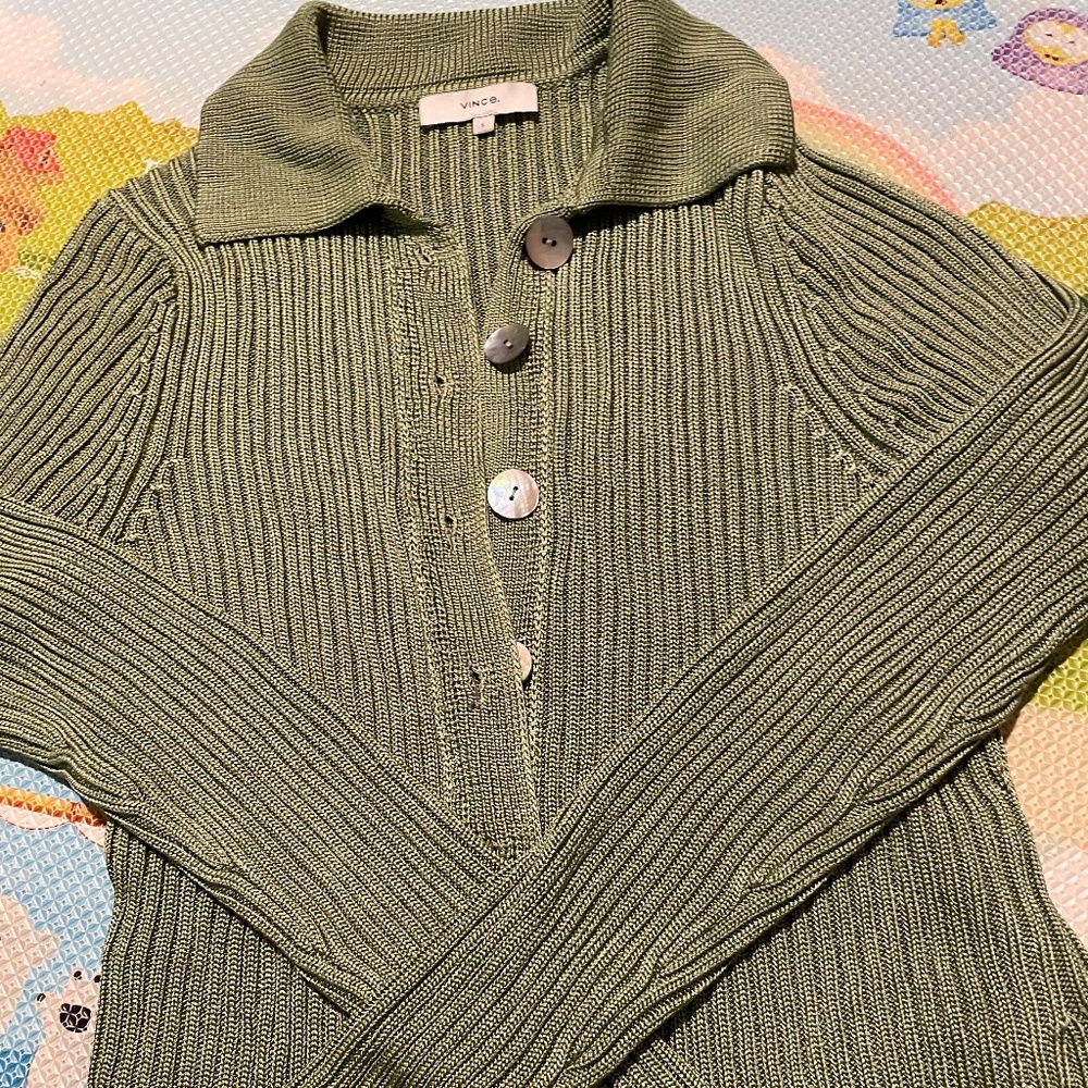 Vince green sweater cardigan